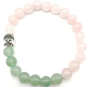 Rose Quartz & Green Aventurine Buddha bracelet